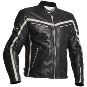 Halvarssons 310 Men Leather Motorcycle Jacket Black White
