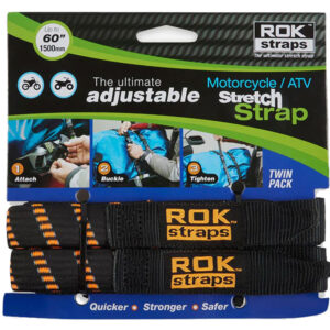 Rok Straps Adjustable Motorcycle Straps Black Orange Stripes