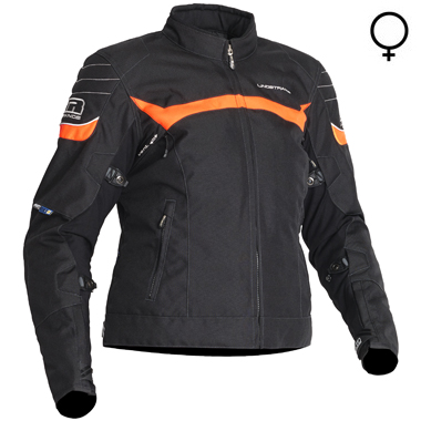 Lindstrands Che Lady Textile Motorcycle Jacket Black Neon Orange