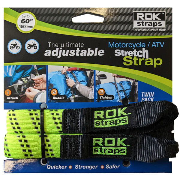 Rok Straps Adjustable Motorcycle Straps Reflective Green Black