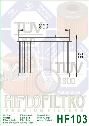 Hi Flo Filtro Motorcycle Oil Filter HF103