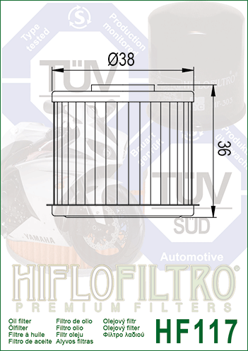 Hi Flo Filtro Motorcycle Oil Filter HF117